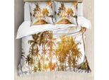Abakuhaus Set Copripiumino Fiji Per Letti Singoli, Sunbeams Beat An Island, Antiacaro, Adatto A Chi Soffre Di Allergie, Con Federa, 155 Cm X 220 Cm - 80 X 80 Cm, Giallo Fulvo