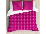 Abakuhaus Set Copripiumino Geometrico Per Letti Singoli, Pinkish Diagonal Squares, Antiacaro E Anallergico Con Federa, 155 Cm X 220 Cm - 80 X 80 Cm, Magenta-Rosa Baby