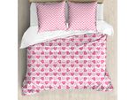 Abakuhaus Set Copripiumino Vintage Valentine Per Letti Singoli, Floral Love Heart, Antiacaro E Anallergico Con Federa, 155 Cm X 220 Cm - 80 X 80 Cm, Rosa E Bianco