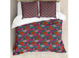 Abakuhaus Set Copripiumino Per Letto Singolo, FröHlich Blooming Petals, Antiacaro, Adatto A Chi Soffre Di Allergie, Con Federa, 200 Cm X 200 Cm - 80 X 80 Cm, Verde Acqua E Multicolore