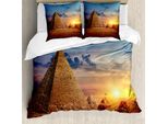 Abakuhaus Set Copripiumino Egiziano Per Letti Singoli, Deserto E Piramidi Dusk, Antiacaro, Adatto A Chi Soffre Di Allergie, Con Federa, 200 Cm X 200 Cm - 80 X 80 Cm, Multicolore