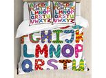 Abakuhaus Set Copripiumino Per Letto Singolo, Lettere Educative Divertenti, Antiacaro, Adatto A Chi Soffre Di Allergie, Con Federa, 200 Cm X 200 Cm - 80 X 80 Cm, Multicolore