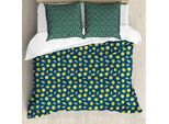 Abakuhaus Set Copripiumino Per Letto Singolo, Vivid Con Grafica A Fette Di Agrumi, Antiacaro, Adatto A Chi Soffre Di Allergie, Con Federa, 200 Cm X 200 Cm - 80 X 80 Cm, Sky Blue Yellow