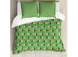 Abakuhaus Set Copripiumino A Pois Gialli Per Letti Singoli, Vivid Oval, Antiacaro, Adatto A Chi Soffre Di Allergie, Con Federa, 200 Cm X 200 Cm - 80 X 80 Cm, Fern Green Multicolor