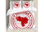Abakuhaus Venezuela Set Copripiumino Per Letti Singoli, Republica Bolivariana, Antiacaro, Adatto A Chi Soffre Di Allergie, Con Federa, 155 Cm X 220 Cm - 80 X 80 Cm, Bianco Vermiglio