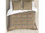 Abakuhaus Set Copripiumino Orientale Per Letti Singoli, Motivo Marocchino Colorato, Antiacaro, Adatto A Chi Soffre Di Allergie, Con Federa, 155 Cm X 220 Cm - 80 X 80 Cm, Grigio Giallo Multicolore