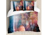 Abakuhaus Set Copripiumino Astral Per Letti Singoli, Corpi Celesti, Antiacaro, Adatto A Chi Soffre Di Allergie, Con Federa, 155 Cm X 220 Cm - 80 X 80 Cm, Multicolore