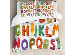 Abakuhaus Set Copripiumino Per Letto Singolo, Divertenti Motivi Con Scritte, Antiacaro, Adatto A Chi Soffre Di Allergie, Con Federa, 200 Cm X 200 Cm - 80 X 80 Cm, Multicolore