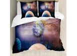 Abakuhaus Universo Set Copripiumino Per Letti Singoli, Panorama Galattico, Antiacaro, Adatto A Chi Soffre Di Allergie, Con Federa, 155 Cm X 220 Cm - 80 X 80 Cm, Multicolore