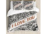 Abakuhaus Set Copripiumino Vintage Valentine Per Letti Singoli, Fiori Incisi, Antiacaro, Adatto A Chi Soffre Di Allergie, Con Federa, 200 Cm X 200 Cm - 80 X 80 Cm, Grigio Antracite
