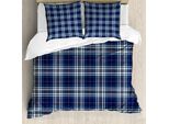 Set Copripiumino Abakuhaus Marine-Plaid Per Letti Singoli, Arte Geometrica Astratta, Antiacaro, Adatto A Chi Soffre Di Allergie, Con Federa, 155 Cm X 220 Cm - 80 X 80 Cm, Blu Mare E Azzurro