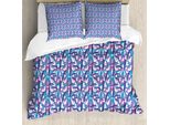 Abakuhaus Set Copripiumino Jungle Leaf Per Letti Singoli, Foglie Tropicali, Antiacaro, Adatto A Chi Soffre Di Allergie, Con Federa, 200 Cm X 200 Cm - 80 X 80 Cm, Blu Mare Fucsia