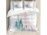 Abakuhaus Set Copripiumino Artistico Per Letti Singoli, Acquerello Bosco, Antiacaro, Adatto A Chi Soffre Di Allergie, Con Federa, 155 Cm X 220 Cm - 80 X 80 Cm, Multicolore