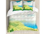 Abakuhaus Set Copripiumino Per Letti Singoli, Grafica Idylle SchöNheit, Antiacaro, Adatto A Chi Soffre Di Allergie, Con Federa, 200 Cm X 200 Cm - 80 X 80 Cm, Verde Pastello E Azzurro Cielo