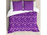 Abakuhaus Set Copripiumino Jungle Leaves Per Letti Singoli, Foglie Colorate, Antiacaro, Adatto A Chi Soffre Di Allergie, Con Federa, 155 Cm X 220 Cm - 80 X 80 Cm, Rosa Lilla
