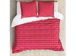 Abakuhaus Set Copripiumino Quatrefoil Per Letti Singoli, Vivid Lattice, Antiacaro, Adatto A Chi Soffre Di Allergie, Con Federa, 155 Cm X 220 Cm - 80 X 80 Cm, Salmon Magenta