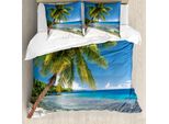 Abakuhaus Set Copripiumino Fiji Per Letti Singoli, Paradiso Tropicale Per Viaggiatori, Antiacaro, Adatto A Chi Soffre Di Allergie, Con Federa, 200 Cm X 200 Cm - 80 X 80 Cm, Blu Azzurro Multicolore