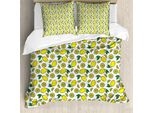 Abakuhaus Set Copripiumino Per Letto Singolo, Vivid Summer Citrus Blossom, Antiacaro, Adatto A Chi Soffre Di Allergie, Con Federa, 155 Cm X 220 Cm - 80 X 80 Cm, Giallo E Verde