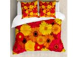Abakuhaus Gerber Daisy Set Copripiumino Per Letti Singoli, Tonalità Calde Fiori, Antiacaro, Adatto A Chi Soffre Di Allergie, Con Federa, 155 Cm X 220 Cm - 80 X 80 Cm, Multicolore