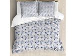 Abakuhaus Set Copripiumino Per Letto Singolo, Bluebell Flowers Moths, Antiacaro, Adatto A Chi Soffre Di Allergie, Con Federa, 155 Cm X 220 Cm - 80 X 80 Cm, Perle Multicolor