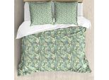 Abakuhaus Set Copripiumino Primaverile Per Letti Singoli, Romantico Prato Fiorito, Antiacaro, Adatto A Chi Soffre Di Allergie, Con Federa, 200 Cm X 200 Cm - 80 X 80 Cm, Seafoam E Multicolor