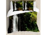 Abakuhaus Set Copripiumino Fiji Per Letti Singoli, Cascate Tavoro, Antiacaro, Adatto A Chi Soffre Di Allergie, Con Federa, 200 Cm X 200 Cm - 80 X 80 Cm, Verde Mela Verde Oliva