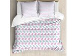 Abakuhaus Set Copripiumino Dino Per Letti Singoli, Tema Pastello Nursery, Antiacaro, Adatto A Chi Soffre Di Allergie, Con Federa, 200 Cm X 200 Cm - 80 X 80 Cm, Fucsia E Azzurro Cielo