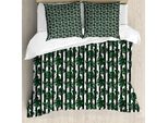 Abakuhaus Set Copripiumino Jungle Leaf Per Letti Singoli, Monstera Su Strisce, Antiacaro, Adatto A Chi Soffre Di Allergie, Con Federa, 200 Cm X 200 Cm - 80 X 80 Cm, Grigio Antracite Verde