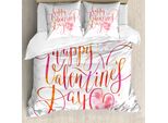 Abakuhaus Set Copripiumino Vintage Valentine Per Letti Singoli, Calde Calligrafie, Antiacaro, Adatto A Chi Soffre Di Allergie, Con Federa, 200 Cm X 200 Cm - 80 X 80 Cm, Multicolore