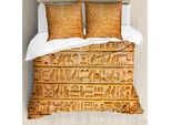 Abakuhaus Egitto Set Copripiumino Per Letti Singoli, Composizione Hieroglyphs, Antiacaro, Adatto A Chi Soffre Di Allergie, Con Federa, 200 Cm X 200 Cm - 80 X 80 Cm, Arancione Pallido Ambra