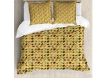 Abakuhaus Set Copripiumino Wasabi Per Letti Singoli, Doodle Di Sushi, Antiacaro, Adatto A Chi Soffre Di Allergie, Con Federa, 155 Cm X 220 Cm - 80 X 80 Cm, Arancione Chiaro Multicolore