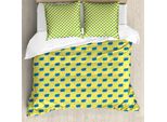 Abakuhaus Set Copripiumino A Pois Gialli Per Letti Singoli, Paintbrush Hits, Antiacaro, Adatto A Chi Soffre Di Allergie, Con Federa, 155 Cm X 220 Cm - 80 X 80 Cm, Giallo-Blu Cobalto