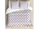 Abakuhaus Set Copripiumino Dino Per Letti Singoli, Divertente E Colorato Birthday Baby, Antiacaro, Adatto A Chi Soffre Di Allergie, Con Federa, 155 Cm X 220 Cm - 80 X 80 Cm, Rosa Shocking E Azzurro Cielo