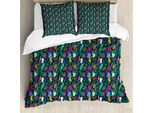 Abakuhaus Set Copripiumino Botanico Per Letti Singoli, Creativo Astratto Natura, Antiacaro Adatto A Chi Soffre Di Allergie Con Federa, 155 Cm X 220 Cm - 80 X 80 Cm, Multicolore