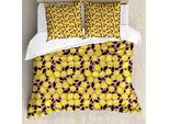 Abakuhaus Set Copripiumino Per Letto Singolo, Tasty Sour Citrus E Foglie, Antiacaro, Adatto A Chi Soffre Di Allergie, Con Federa, 200 Cm X 200 Cm - 80 X 80 Cm, Giallo Corallo Pastello
