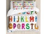 Abakuhaus Set Copripiumino Per Letto Singolo, Childish Monster Letters, Antiacaro, Adatto A Chi Soffre Di Allergie, Con Federa, 155 Cm X 220 Cm - 80 X 80 Cm, Multicolore