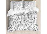 Abakuhaus Set Copripiumino Per Letti Singoli, Disegno Vintage Monocromatico, Antiacaro E Anallergico Con Federa, 200 Cm X 200 Cm - 80 X 80 Cm, Grigio Antracite E Bianco