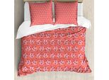 Abakuhaus Set Copripiumino Vintage Valentine Per Letti Singoli, Cuori Rose Ivy, Antiacaro, Adatto A Chi Soffre Di Allergie, Con Federa, 155 Cm X 220 Cm - 80 X 80 Cm, Coral Blush