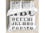 Abakuhaus Set Copripiumino Alphabet Per Letti Singoli, Lettere Decorative Dalla A Alla Z, Antiacaro, Adatto A Chi Soffre Di Allergie, Con Federa, 200 Cm X 200 Cm - 80 X 80 Cm, Grigio Antracite E Bianco