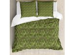 Abakuhaus Set Copripiumino Jungle Leaf Per Letti Singoli, Foglie Di Palma, Antiacaro, Adatto A Chi Soffre Di Allergie, Con Federa, 200 Cm X 200 Cm - 80 X 80 Cm, Tortora E Verde Lime