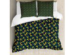 Abakuhaus Set Copripiumino Per Letto Singolo, Motivo Garofani, Antiacaro, Adatto A Chi Soffre Di Allergie, Con Federa, 200 Cm X 200 Cm - 80 X 80 Cm, Verde Multicolore