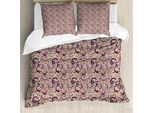 Abakuhaus Set Copripiumino Per Letti Singoli, Lettere Colorate, Antiacaro, Adatto A Chi Soffre Di Allergie, Con Federa, 200 Cm X 200 Cm - 80 X 80 Cm, Pale Tan Plum
