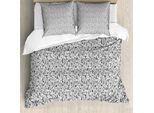 Abakuhaus Set Copripiumino Per Letto Singolo, Design Monocromatico Con Lettere, Antiacaro E Anallergico, Con Federa, 155 Cm X 220 Cm - 80 X 80 Cm, Grigio Antracite E Bianco
