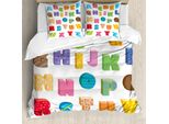 Abakuhaus Set Copripiumino Per Letto Singolo, Abc Educational Letters, Antiacaro, Adatto A Chi Soffre Di Allergie, Con Federa, 200 Cm X 200 Cm - 80 X 80 Cm, Rosa Arancione