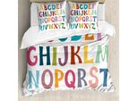 Abakuhaus Set Copripiumino Per Letti Singoli, Motivo Lettere Colorate, Antiacaro, Adatto A Chi Soffre Di Allergie, Con Federa, 200 Cm X 200 Cm - 80 X 80 Cm, Bianco Multicolore