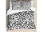 Abakuhaus Set Copripiumino Per Letto Singolo, Lettere Scritte A Mano, Antiacaro, Adatto A Chi Soffre Di Allergie, Con Federa, 155 Cm X 220 Cm - 80 X 80 Cm, Grigio Antracite E Bianco