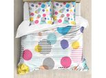 Abakuhaus Set Copripiumino A Pois Per Letti Singoli, Strisce Colorate, Antiacaro, Adatto A Chi Soffre Di Allergie, Con Federa, 155 Cm X 220 Cm - 80 X 80 Cm, Multicolore