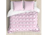 Set Copripiumino In Damasco Rosa Abakuhaus Per Letti Singoli, Delicati Fiori A Strisce, Antiacaro, Adatto A Chi Soffre Di Allergie, Con Federa, 200 Cm X 200 Cm - 80 X 80 Cm, Rosa Baby Fucsia Chiaro