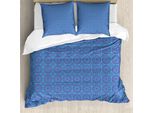 Abakuhaus Set Copripiumino Etnico Per Letti Singoli, Motivi Orientali E Linee, Antiacaro, Adatto A Chi Soffre Di Allergie, Con Federa, 155 Cm X 220 Cm - 80 X 80 Cm, Magenta E Blu Cielo Profondo