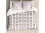 Abakuhaus Set Copripiumino In Damasco Per Letti Singoli, Motivo Floreale Botanico In Tonalità Pastello, Antiacaro E Anallergico, Con Federa, 200 Cm X 200 Cm - 80 X 80 Cm, Malva Rose Essiccate